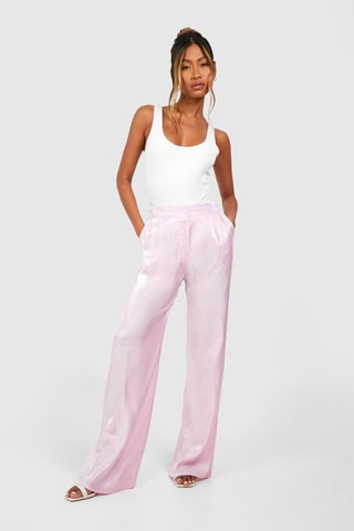 Pantalon palazzo taille haute - Rose