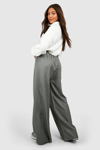 Pantalon wide legs taille haute - Gris