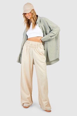 Pantalon wide legs taille haute - Beige