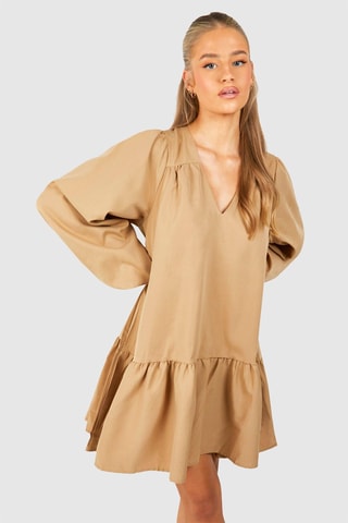 Vestido trapecio - Beige