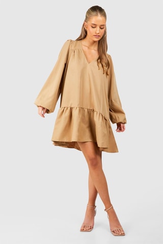 Vestido trapecio - Beige