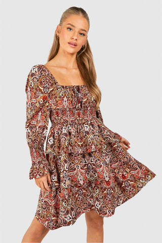 Robe volantée - Marron