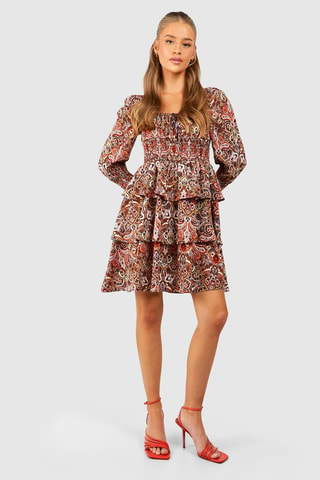 Robe volantée - Marron