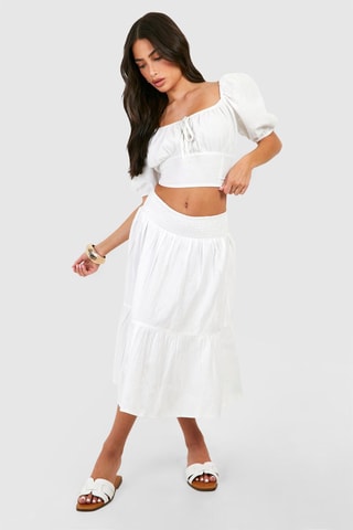 Jupe midi - Blanc