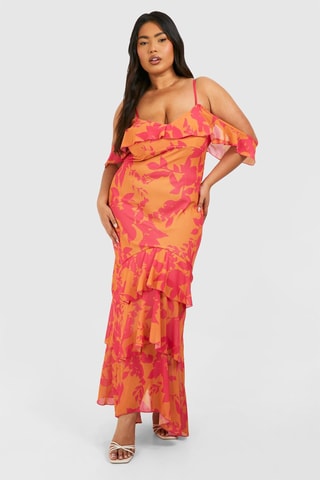 Robe longue - Orange et rose