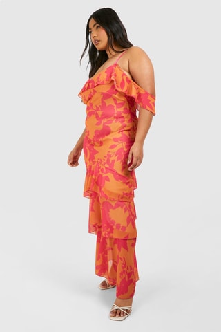 Robe longue - Orange et rose