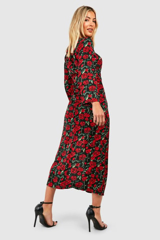 Robe midi - Rouge et noir