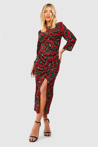 Robe midi - Rouge et noir