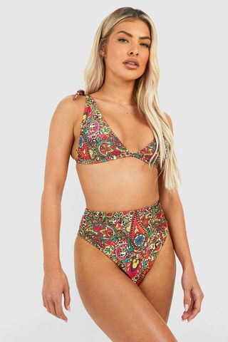 Maillot 2 pièces taille haute - Rouge et blanc