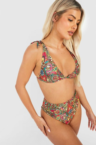 Maillot 2 pièces taille haute - Rouge et blanc