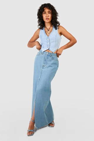 Jupe longue en jean - Bleu