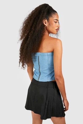 Crop top bustier en jean - Bleu