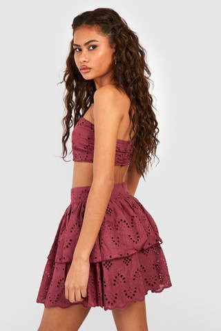 Top bustier en broderie anglaise - Bordeaux