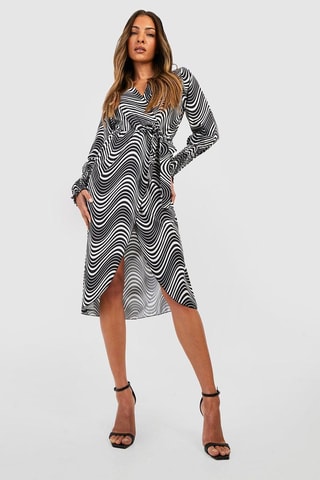 Vestido cruzado - Negro y blanco