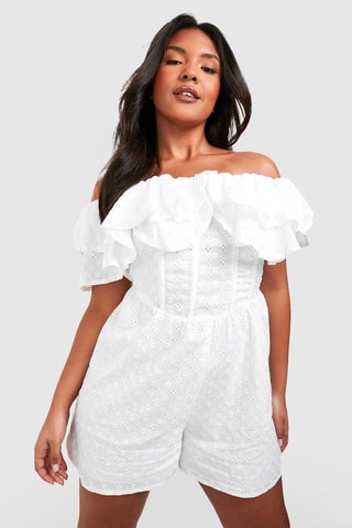 Combishort en broderie anglaise - Blanc