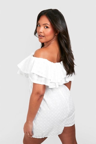 Combishort en broderie anglaise - Blanc