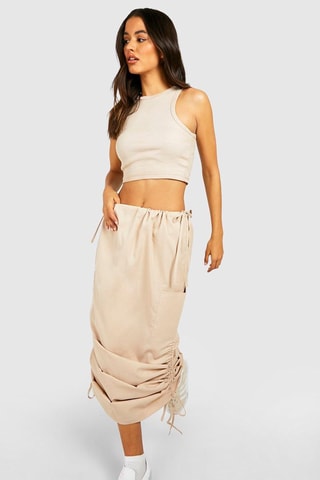 Jupe droite taille haute - Beige