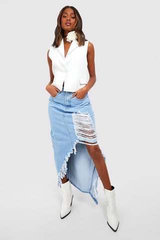 Jupe longue en jean - Bleu clair