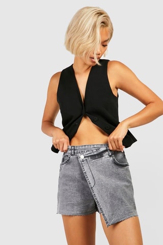 Jupe-short en jean - Gris