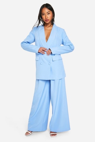 Pantalon palazzo taille haute - Bleu