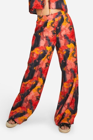 Pantalon wide legs - Rouge et orange