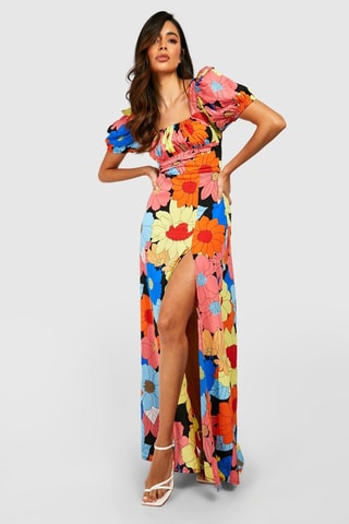 Robe longue - Noir et corail