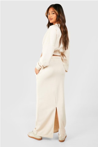 Sweat court et jupe longue - Beige