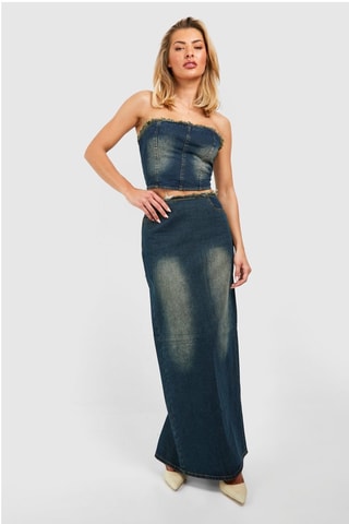 Crop top bustier en jean - Bleu