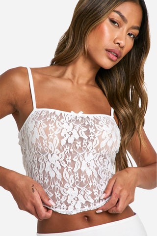 Crop top en dentelle - Blanc