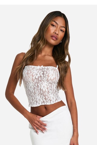 Crop top en dentelle - Blanc