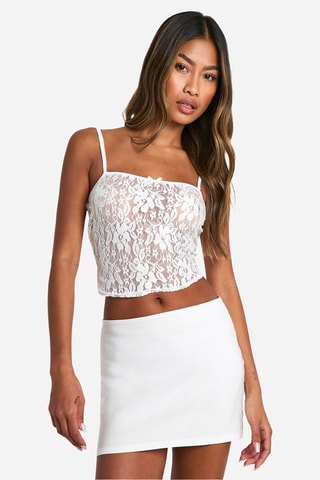 Crop top en dentelle - Blanc