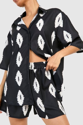Chemisier relaxed et short relaxed taille haute - Noir