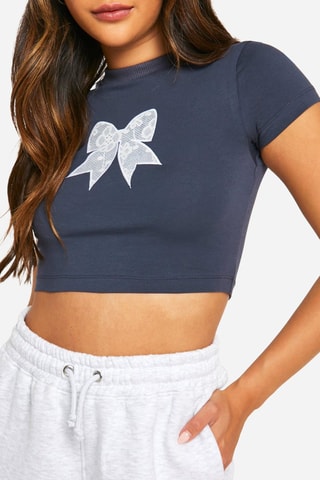 T-shirt cropped - Bleu marine