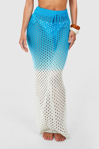 Jupe de plage dip and dye - Bleu et blanc
