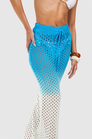 Jupe de plage dip and dye - Bleu et blanc
