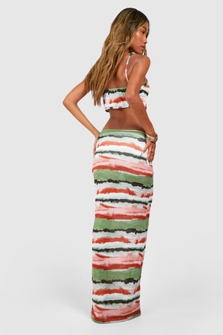 Robe longue - Vert et orange