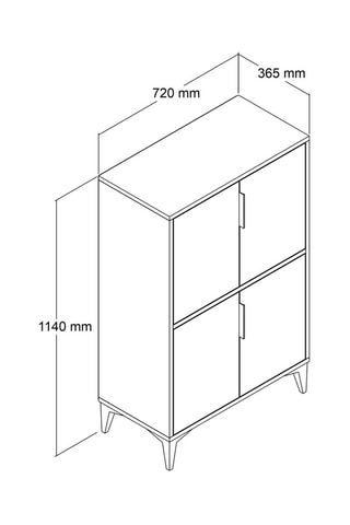 Meuble de rangement 4 portes - 114 x 72 x 36,5 cm