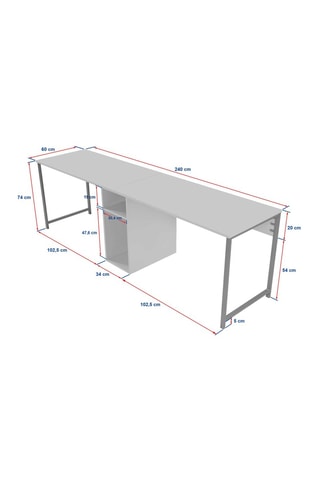 Bureau Twin Study - 240 x 74 x 60 cm