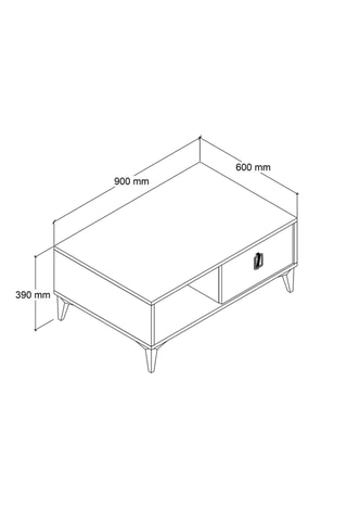 Table basse - 90 x 60 x 39 cm