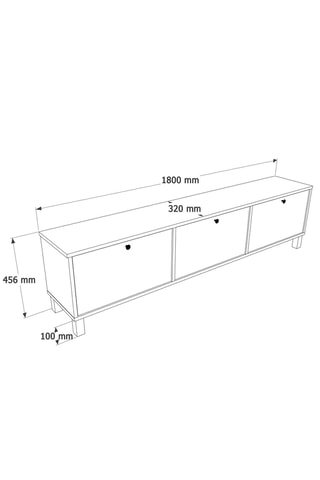 Meuble TV 3 portes - 180 x 32 x 45,6 cm