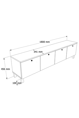 Meuble TV 4 portes - 180 x 45,6 x 34 cm