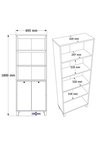 Bibliothèque 2 portes - 180 x 69,5 x 32 cm