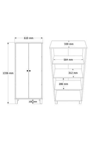 Armoire 2 portes - 1336 x 610 x 330 mm