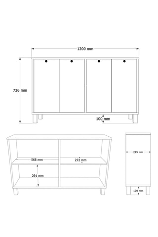 Buffet 4 portes - 120 x 73,6 x 29,5 cm