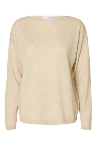 Pull en mérinos - Beige chiné - Selected Women