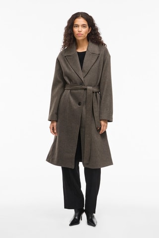 Manteau en laine - Marron foncé chiné - Vila
