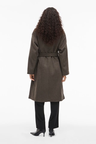 Manteau en laine - Marron foncé chiné - Vila