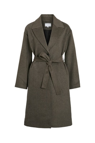 Manteau en laine - Marron foncé chiné - Vila