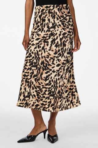 Jupe midi taille haute - Noir et beige - Yas
