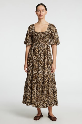 Robe longue en coton biologique - Marron - Selected